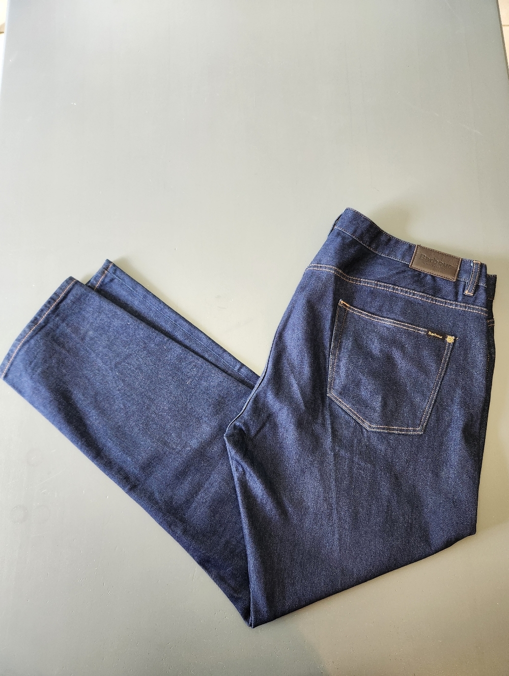 Barbour Mens Slim Fit Dark Indigo Wash Mens Jeans 42x32 Classic Stretch Casual